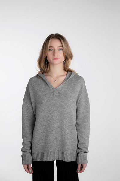 Худи с капюшоном женское HYMY. Шерсть мериноса 70%, кашемир 30%. 