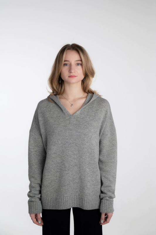 Худи с капюшоном женское HYMY. Шерсть мериноса 70%, кашемир 30%. 
