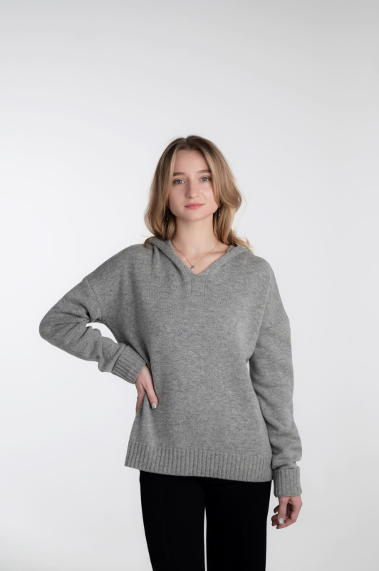 Худи с капюшоном женское HYMY. Шерсть мериноса 70%, кашемир 30%.  фото 3