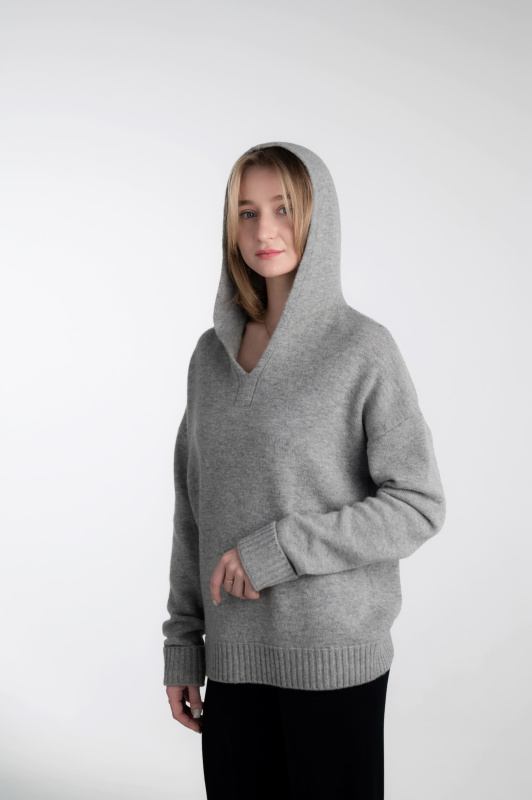 Худи с капюшоном женское HYMY. Шерсть мериноса 70%, кашемир 30%.  фото 4
