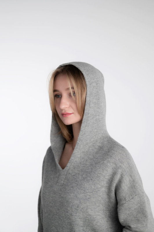 Худи с капюшоном женское HYMY. Шерсть мериноса 70%, кашемир 30%.  фото 7