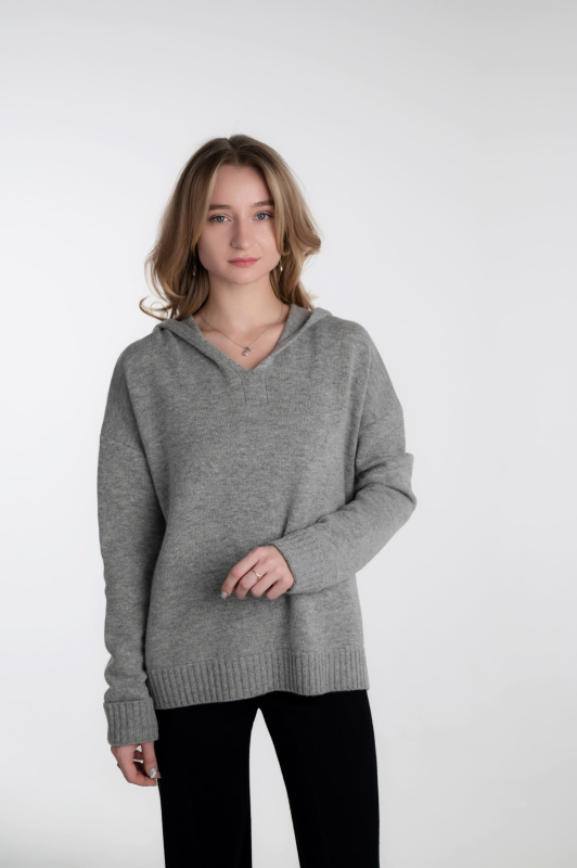 Худи с капюшоном женское HYMY. Шерсть мериноса 70%, кашемир 30%.  фото 2